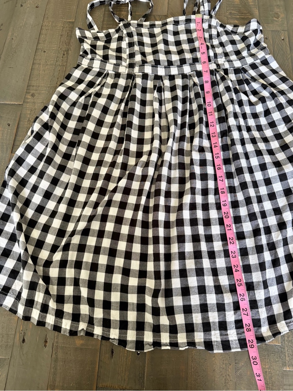 OLD NAVY Gingham Mini Dress Tie Strap Pockets Black White L - Picture 10 of 10